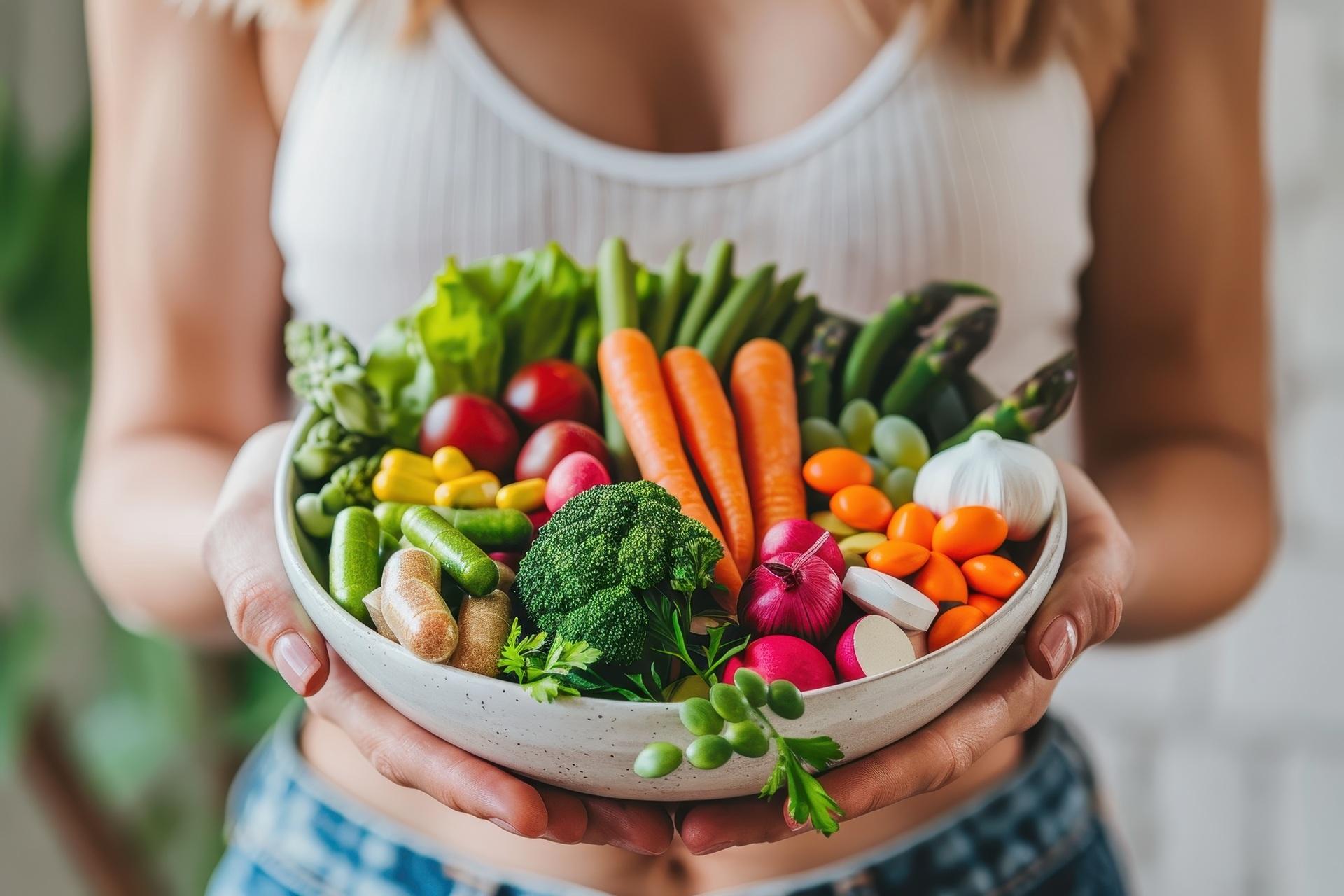 Gemüse mit Kapseln und Tabletten | Vitamin c 1000