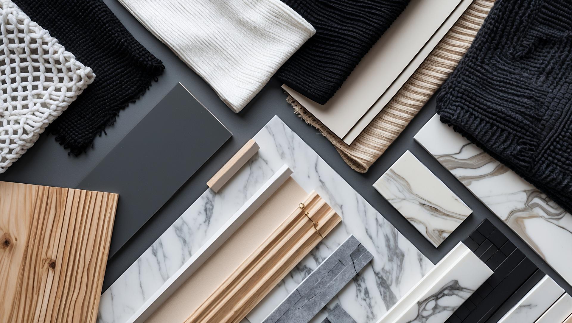 Stoff- und Materialmuster für Raumgestaltung | Wohnwände