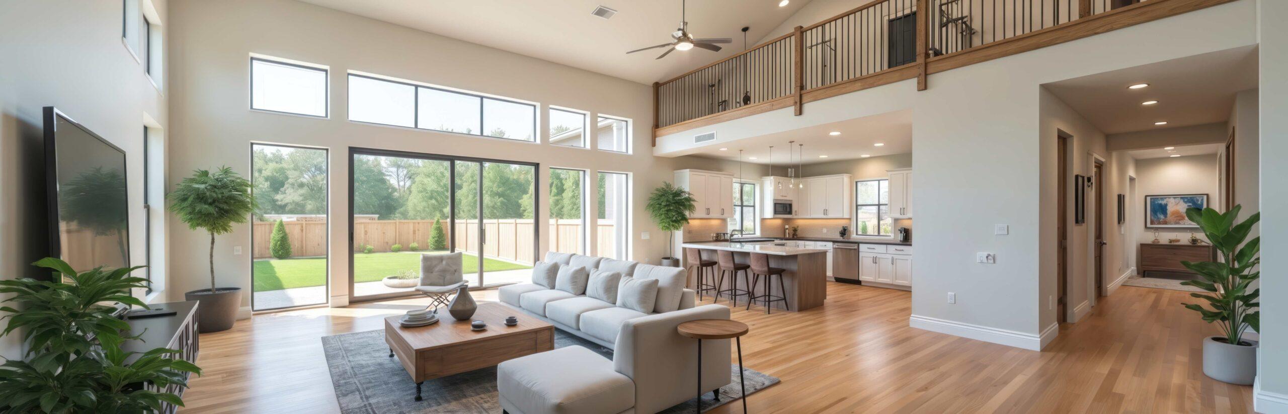 luxuriöses Wohnheim Wohnzimmer mit Parkettböden